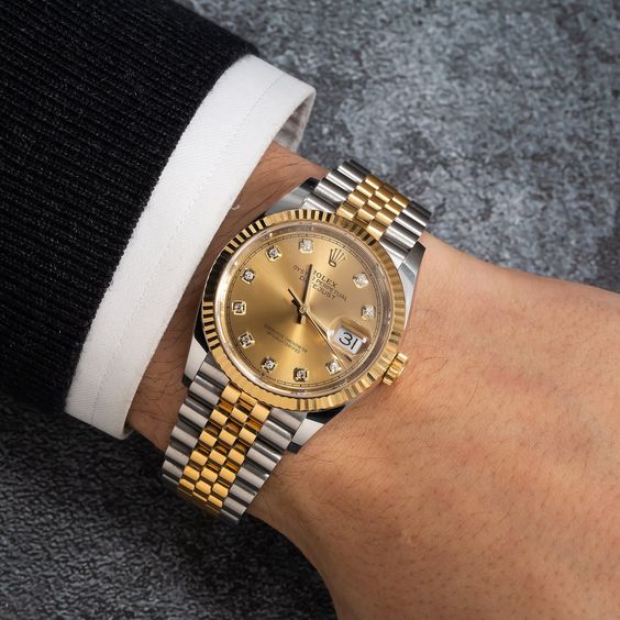Rolex Golden Dail Two Tone Chain With Date Just