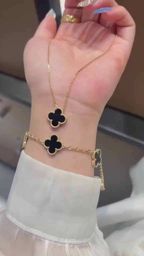 Luxury Black Clover Necklace Combo | Necklace + Tops Set